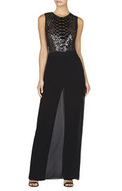 LINDEE SNAKE SEQUIN CHIFFON-SKIRT JUMPSUIT $398.00