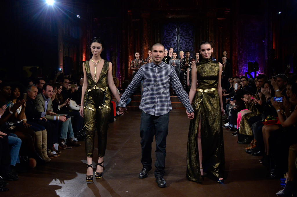 NEW YORK, NY - FEBRUARY 17: Designer Mr. Triple X models walks the runway at Mister Triple X show during Art Hearts Fashion NYFW Fall/Winter 2016 at The Angel Orensanz Foundation on February 17, 2016 in New York City. (Photo by Kris Connor/Getty Images For Art Hearts Fashion)