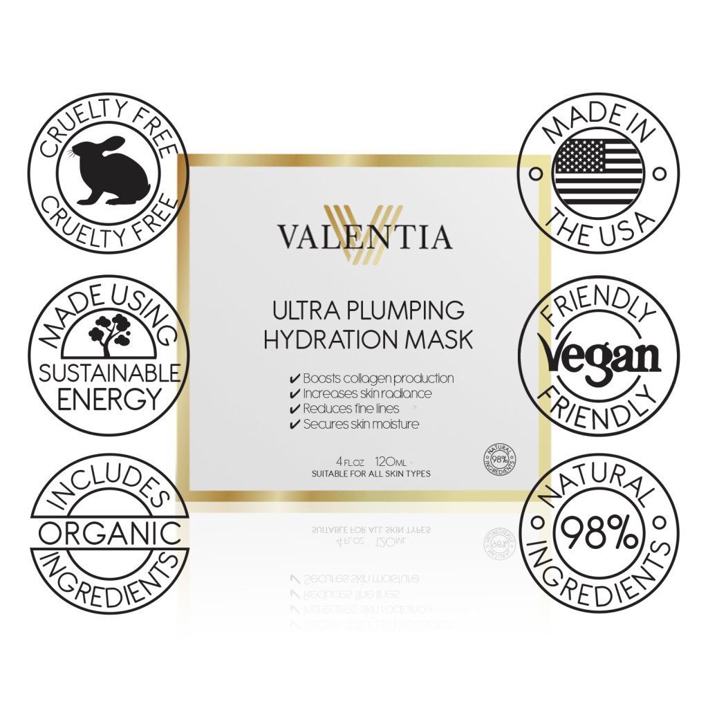 Organic Sea Buckthorn Oil, Japanese Green Tea, Botanical Hyaluronic Acid, valentia, Ultimate Skin Repair, True Glow Eye Cream, Ultra Plumping Hydration Mask, anti aging, eye cream, 