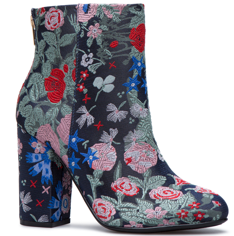 bootie, tapestry boot, embroidered boot, fall fashion, shoe dazzle, footwear